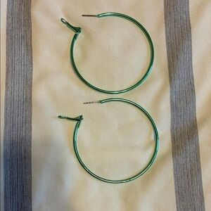 Green Hoop Earrings